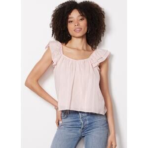 BB Dakota Pink Swiss Dot Ruffle Tank Top NEW (size L)